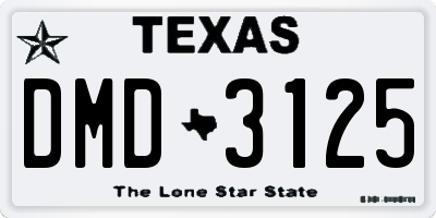 TX license plate DMD3125