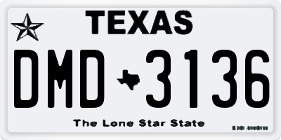 TX license plate DMD3136
