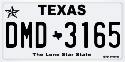 TX license plate DMD3165