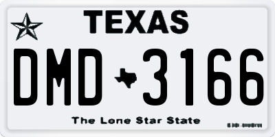 TX license plate DMD3166