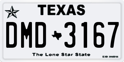 TX license plate DMD3167