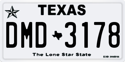 TX license plate DMD3178