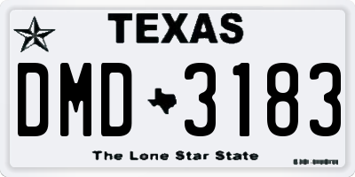 TX license plate DMD3183
