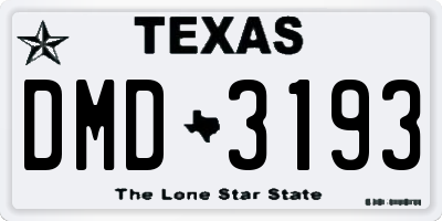 TX license plate DMD3193