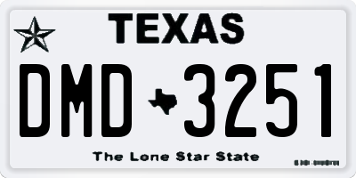 TX license plate DMD3251