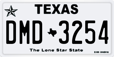 TX license plate DMD3254
