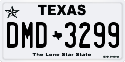 TX license plate DMD3299