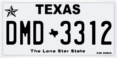 TX license plate DMD3312