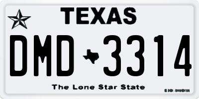 TX license plate DMD3314