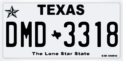 TX license plate DMD3318