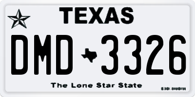 TX license plate DMD3326