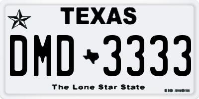 TX license plate DMD3333