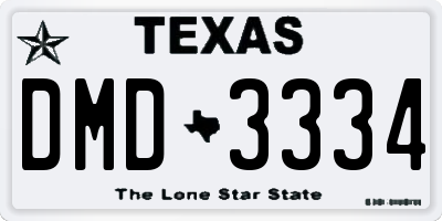 TX license plate DMD3334