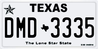 TX license plate DMD3335