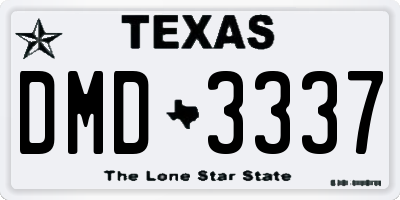 TX license plate DMD3337