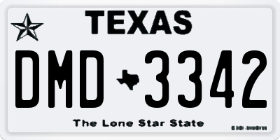 TX license plate DMD3342