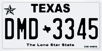 TX license plate DMD3345