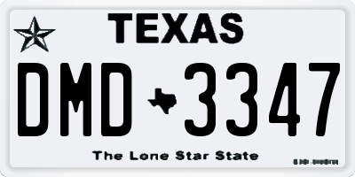 TX license plate DMD3347