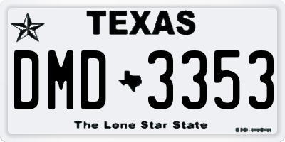 TX license plate DMD3353