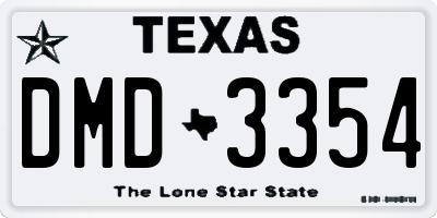 TX license plate DMD3354