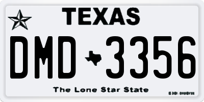 TX license plate DMD3356