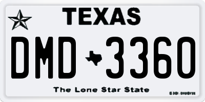 TX license plate DMD3360