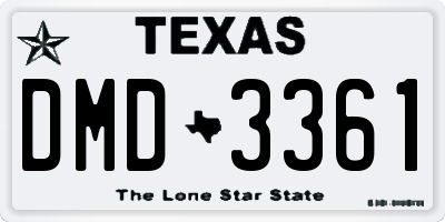 TX license plate DMD3361