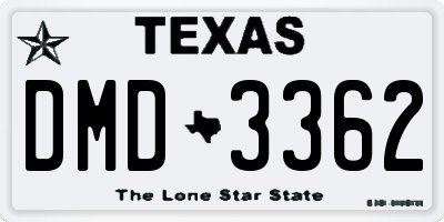 TX license plate DMD3362