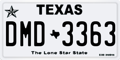 TX license plate DMD3363