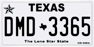 TX license plate DMD3365