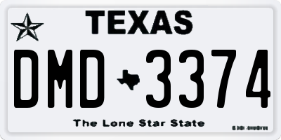 TX license plate DMD3374