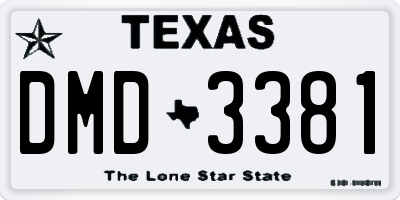 TX license plate DMD3381