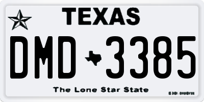 TX license plate DMD3385