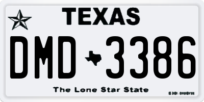 TX license plate DMD3386