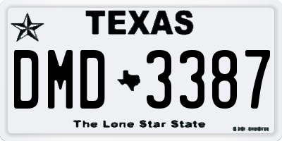 TX license plate DMD3387