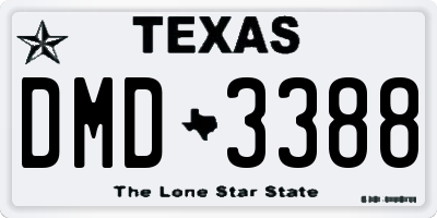 TX license plate DMD3388
