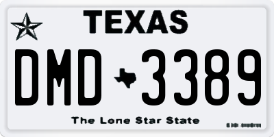 TX license plate DMD3389