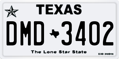 TX license plate DMD3402