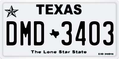 TX license plate DMD3403