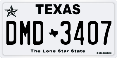 TX license plate DMD3407