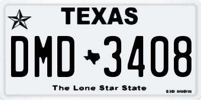 TX license plate DMD3408