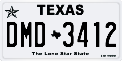 TX license plate DMD3412