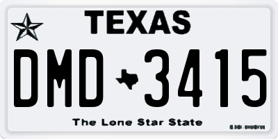 TX license plate DMD3415
