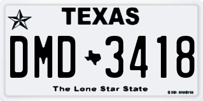 TX license plate DMD3418
