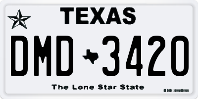 TX license plate DMD3420