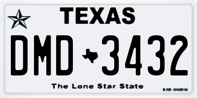 TX license plate DMD3432