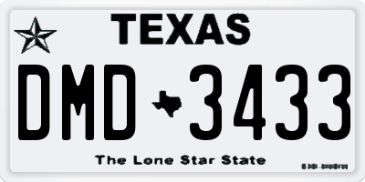 TX license plate DMD3433