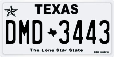 TX license plate DMD3443