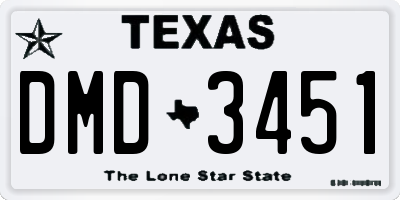 TX license plate DMD3451