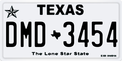 TX license plate DMD3454